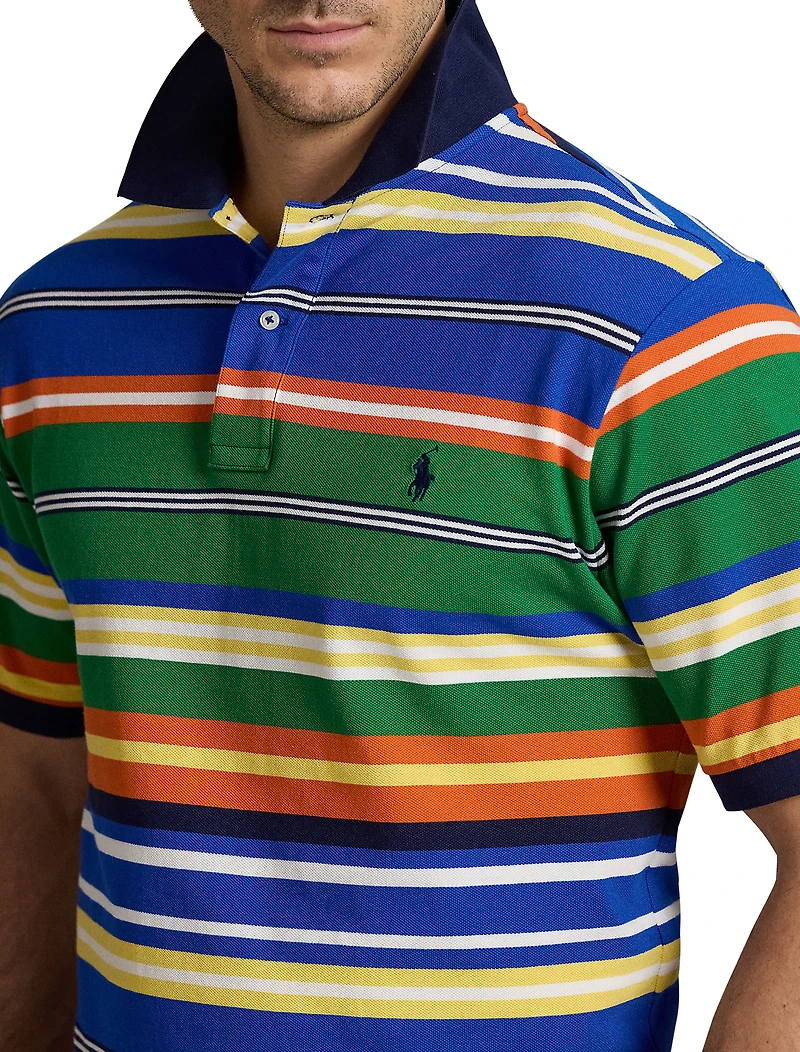 Striped Mesh Polo Shirt