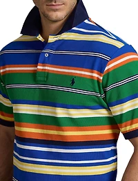 Striped Mesh Polo Shirt