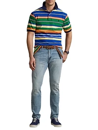 Striped Mesh Polo Shirt