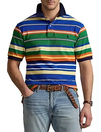 Striped Mesh Polo Shirt