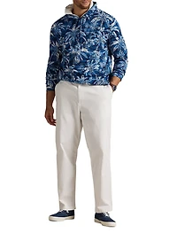 Tropical-Print Long-Sleeve Hooded T-Shirt