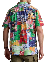 Patchwork-Print Oxford Sport Shirt