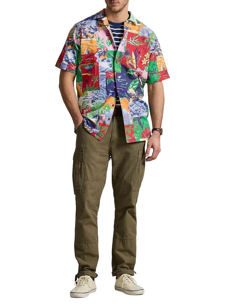 Patchwork-Print Oxford Sport Shirt