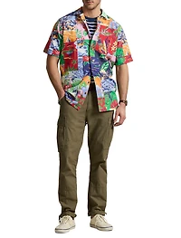 Patchwork-Print Oxford Sport Shirt