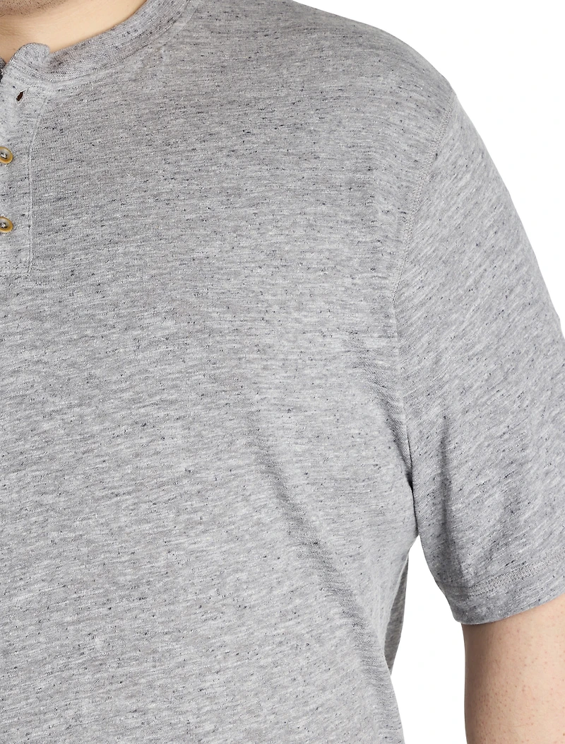 Linen-Blend Henley T-Shirt