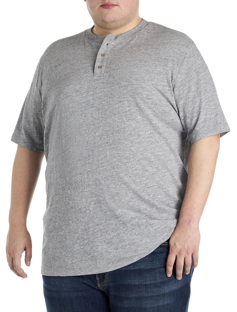 Linen-Blend Henley T-Shirt