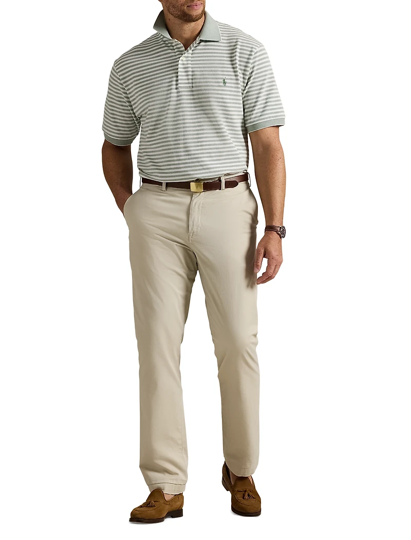 Striped Oxford Mesh Polo Shirt