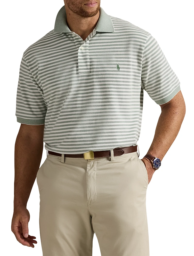 Striped Oxford Mesh Polo Shirt