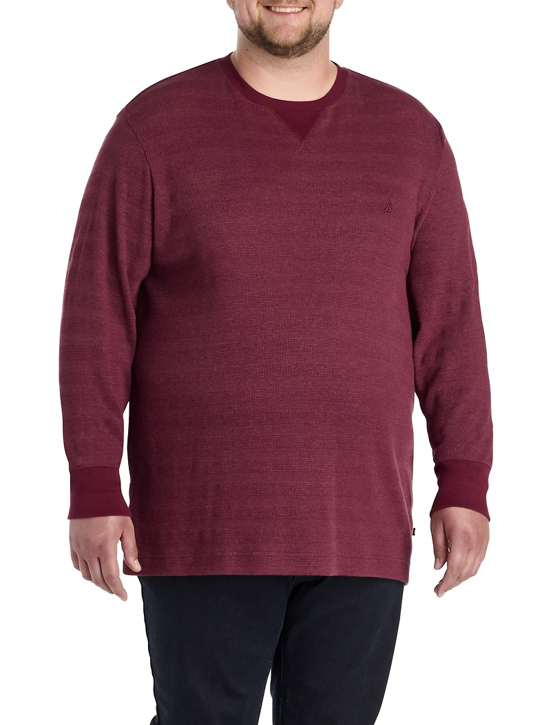 Waffle-Knit Crewneck Sweater