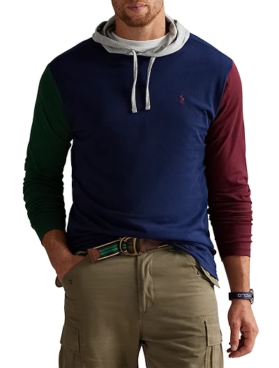 Colorblocked Jersey Hooded T-Shirt