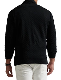 Microquilted Jersey Mockneck 1/4-Zip Pullover