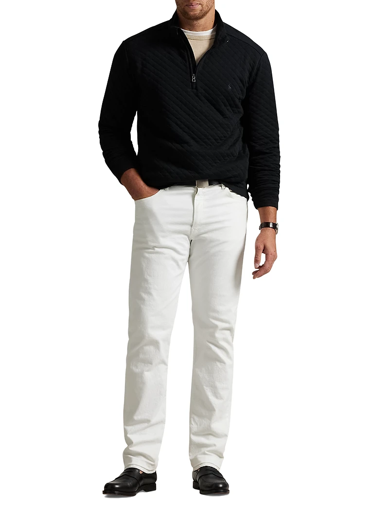 Microquilted Jersey Mockneck 1/4-Zip Pullover