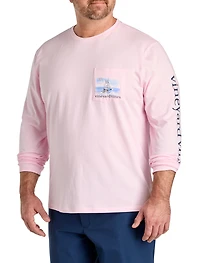 Painted Shining Sea Flag Long-Sleeve Pocket T-Shirt