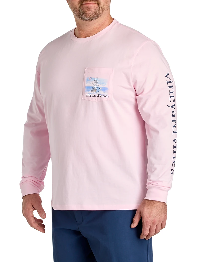 Painted Shining Sea Flag Long-Sleeve Pocket T-Shirt