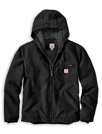 Faux Shearling-Lined Wash Duck Jacket