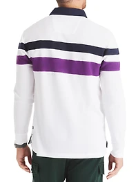 Striped Waffle-Knit Polo Shirt