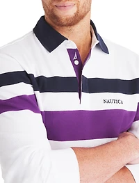 Striped Waffle-Knit Polo Shirt