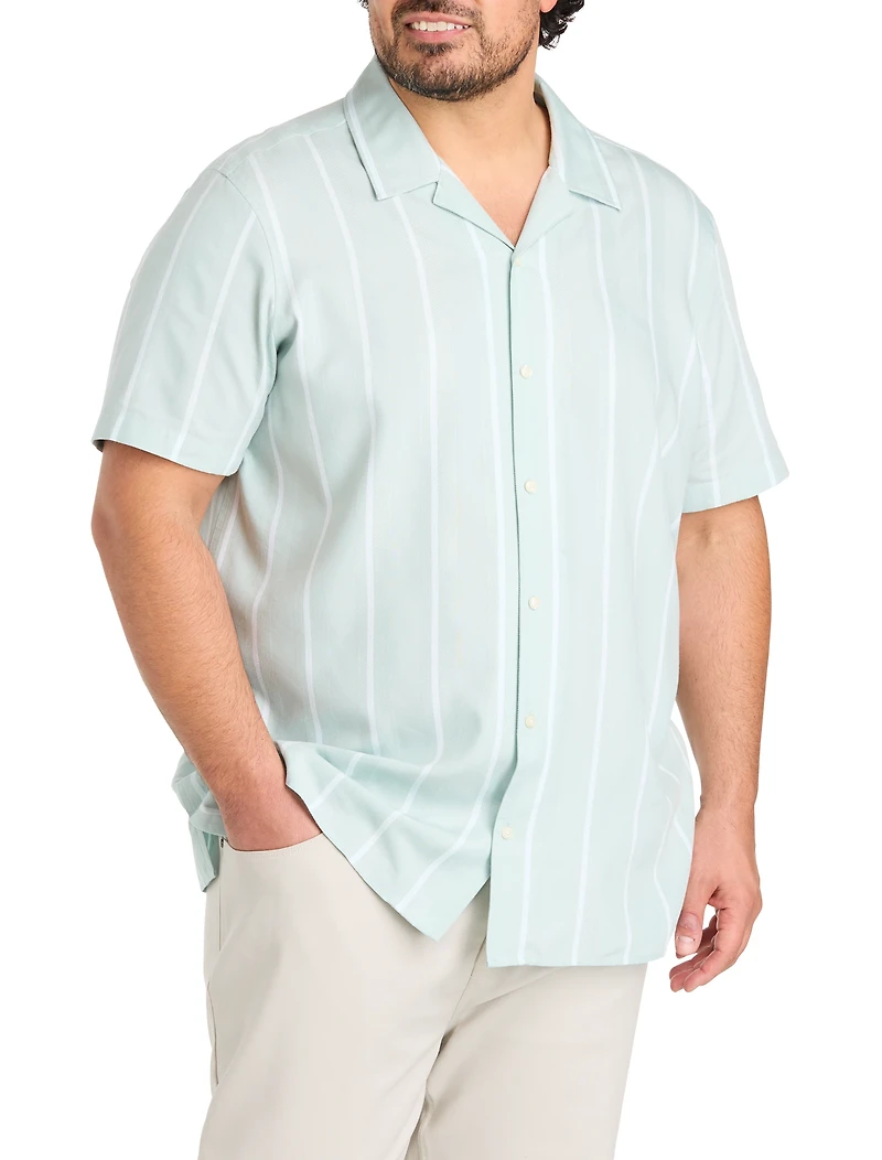 Textured Stripe Camp Shirt