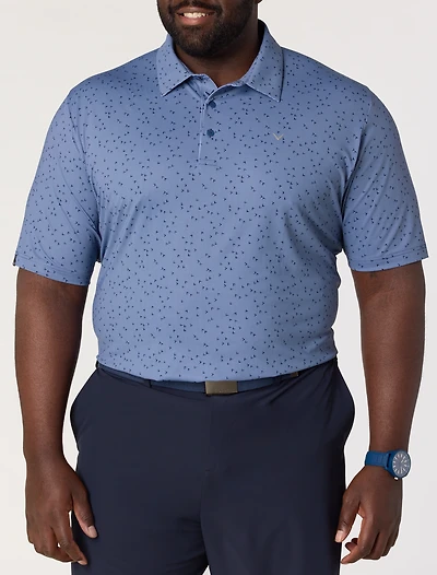 Chevron Gingham-Printed Performance Polo Shirt