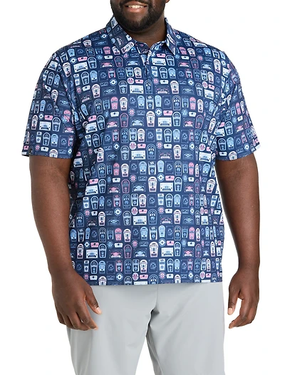 Whiskey Ace Printed Gold Polo Shirt