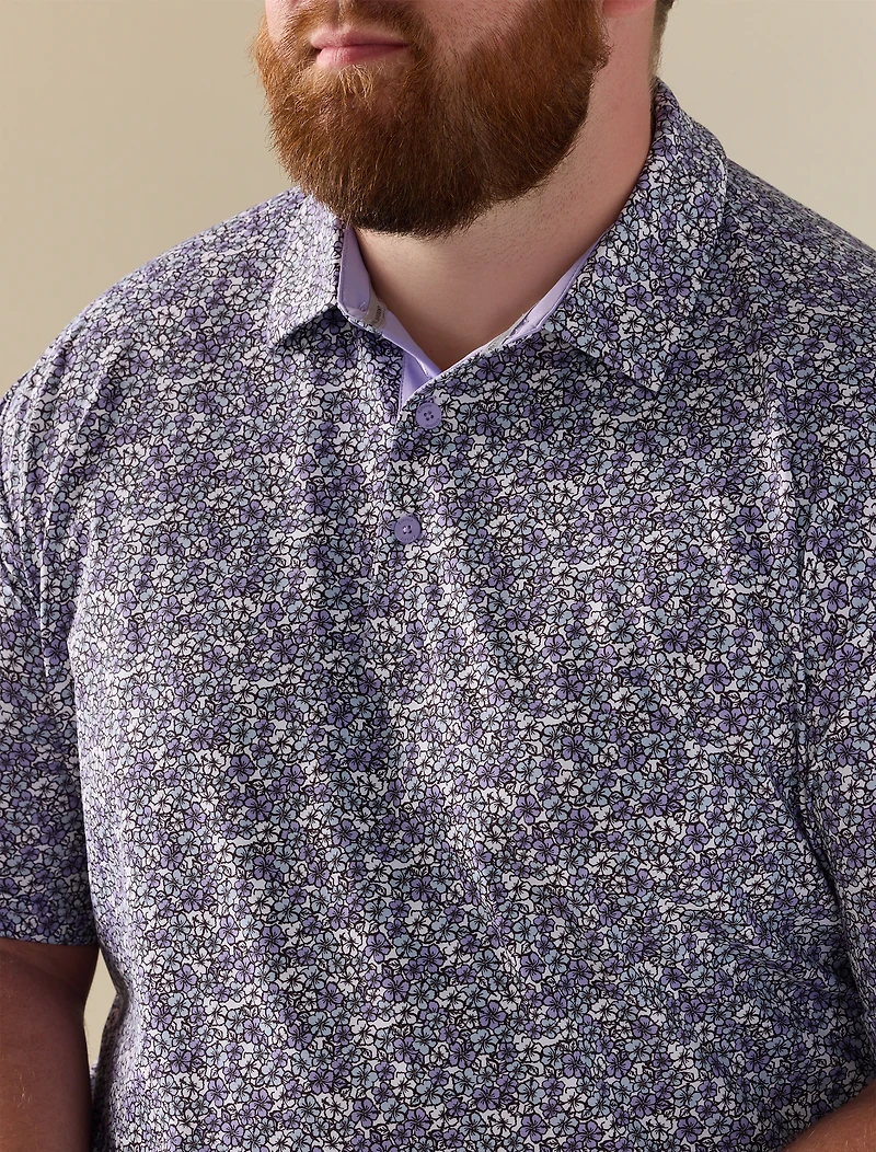 Hibiscus Print Polo Shirt