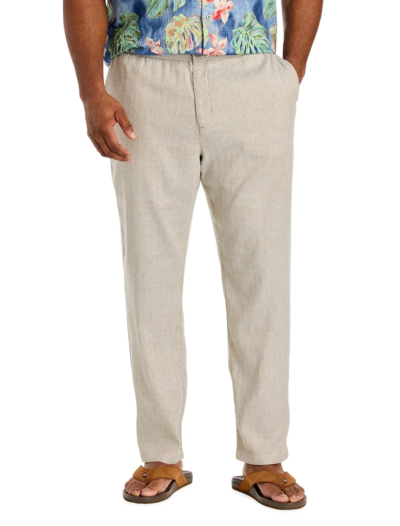 Linen-Blend Elastic-Waist Pants