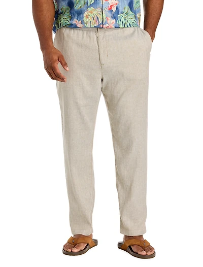 Linen-Blend Elastic-Waist Pants