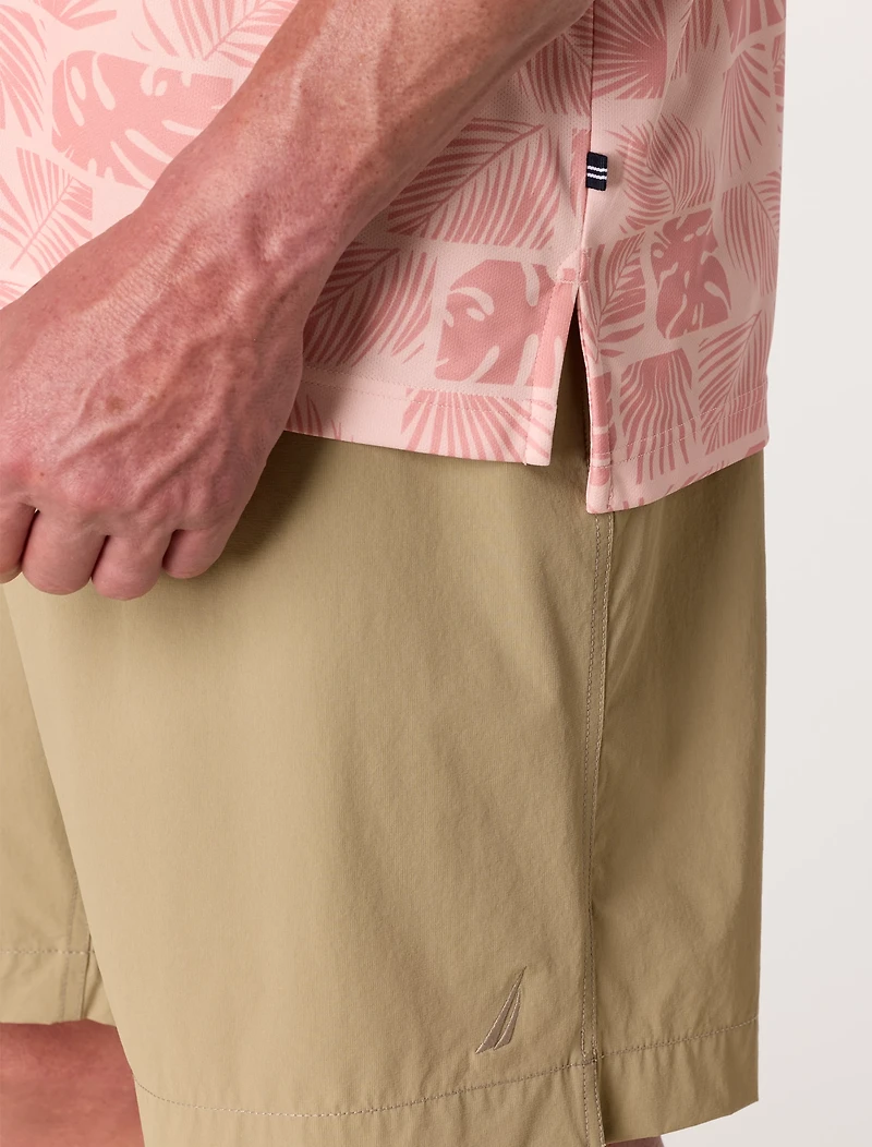 Stamped Floral Performance Polo Shirt