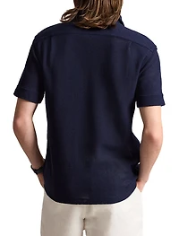 Pointelle Button-Down Polo Shirt