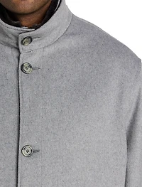 Wool/Cashmere Coat with Leather Trim