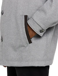 Wool/Cashmere Coat with Leather Trim