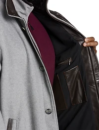 Wool/Cashmere Coat with Leather Trim