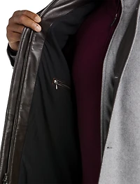 Wool/Cashmere Coat with Leather Trim