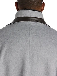 Wool/Cashmere Coat with Leather Trim