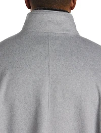 Wool/Cashmere Coat with Leather Trim