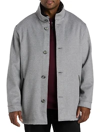 Wool/Cashmere Coat with Leather Trim