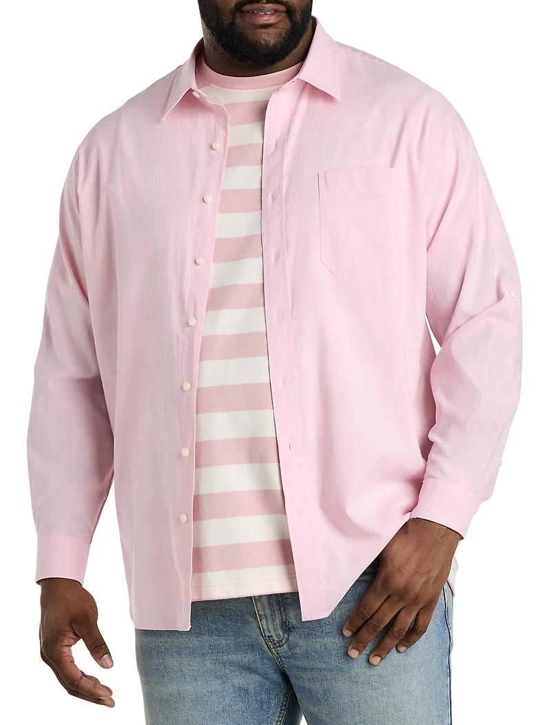 Washed Oxford Rolled-Sleeve Sport Shirt