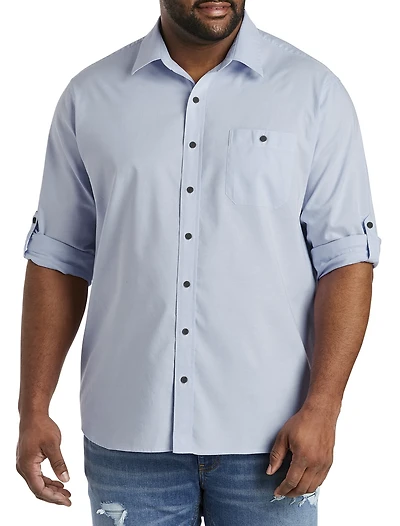 Washed Oxford Rolled-Sleeve Sport Shirt
