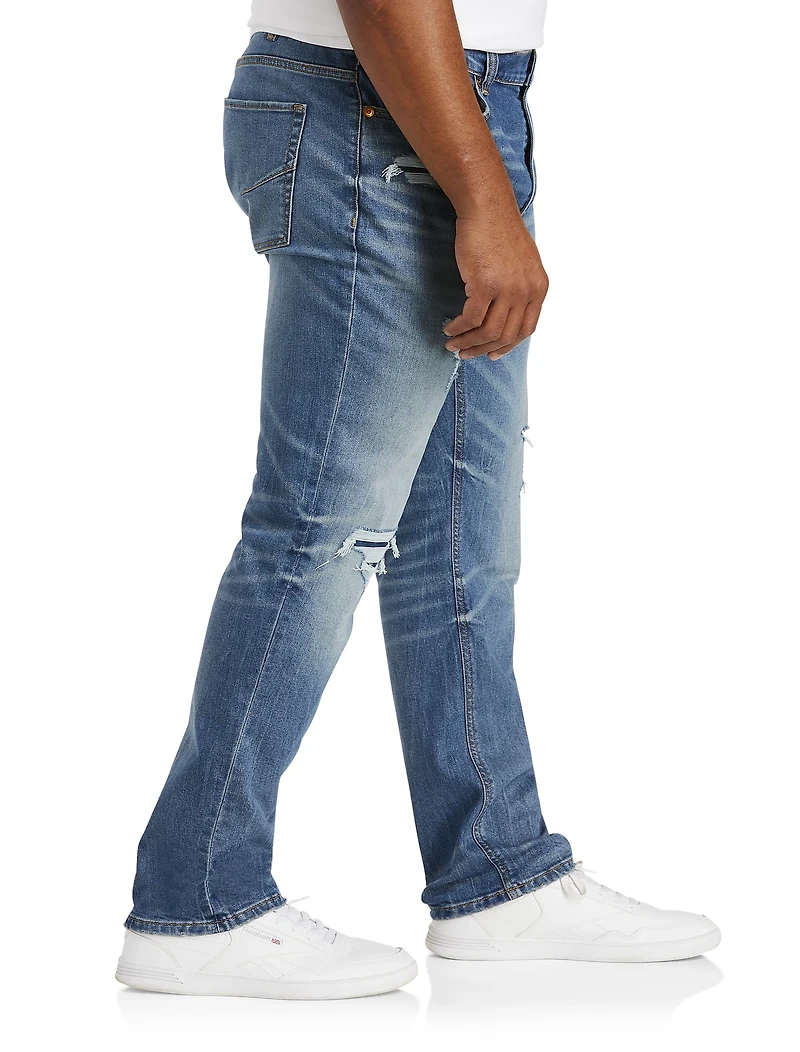 Damaged Blue Tapered-Fit Destructed Jeans