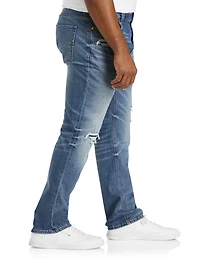 Damaged Blue Tapered-Fit Destructed Jeans