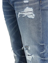 Damaged Blue Tapered-Fit Destructed Jeans