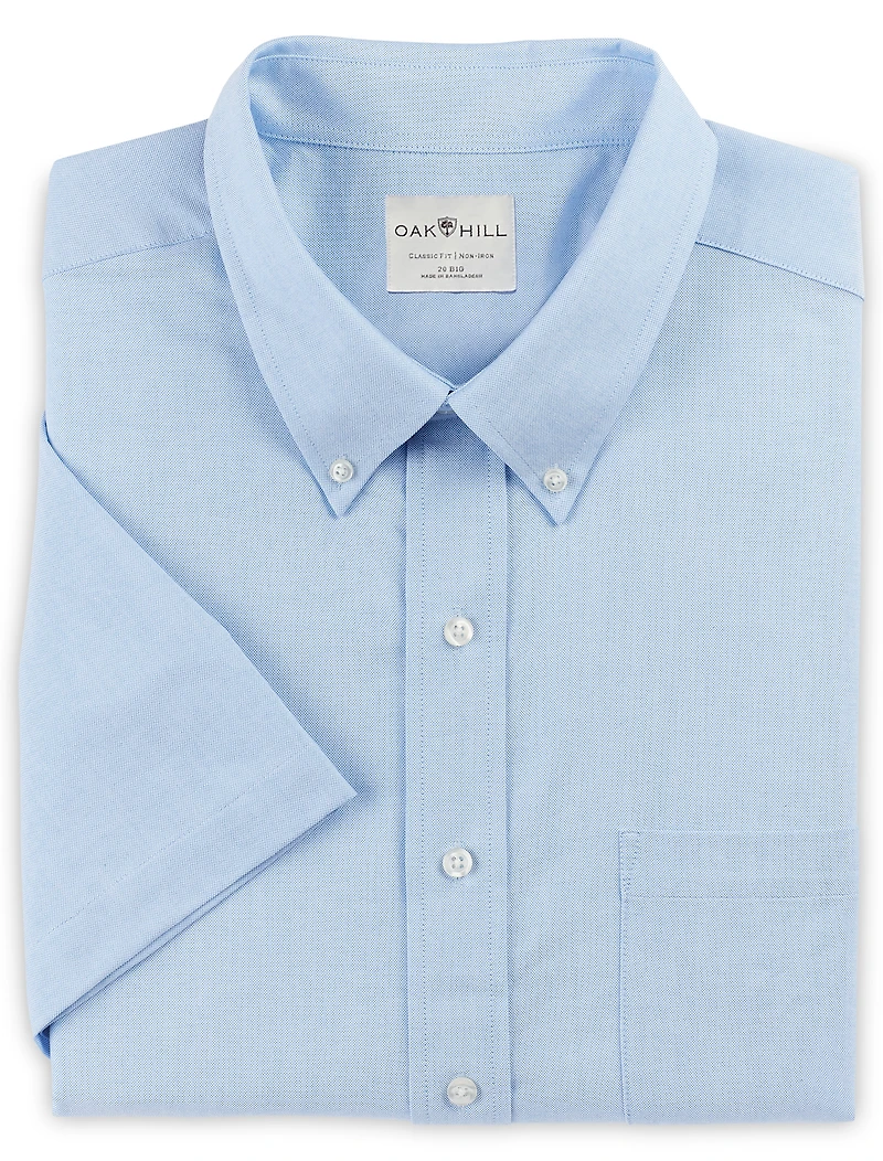 Short-Sleeve Pinpoint Dress Shirt