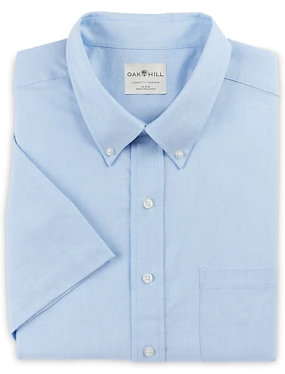 Short-Sleeve Pinpoint Dress Shirt