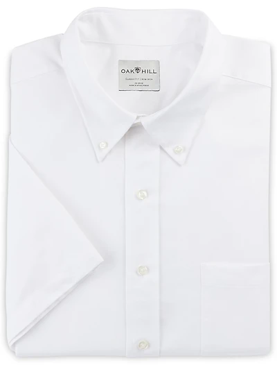 Short-Sleeve Pinpoint Dress Shirt