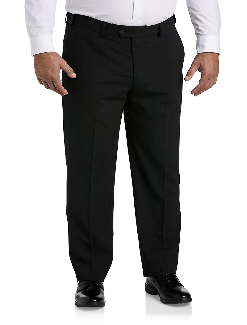Perfect Fit Waist-Relaxer Flat-Front Suit Pants