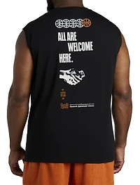 All Are Welcome Here Performance Muscle T-Shirt