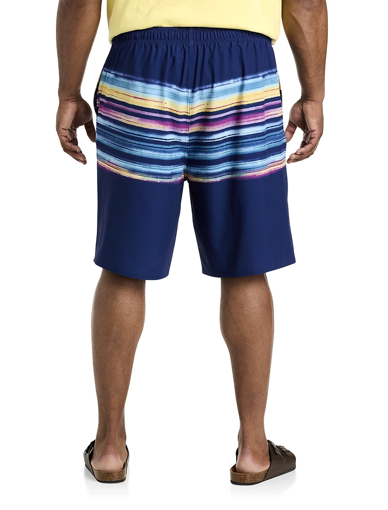 Faded Ombré Striped Swim Trunks