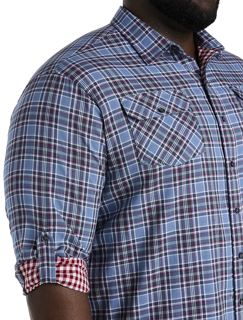Plaid Rolled-Sleeve Sport Shirt