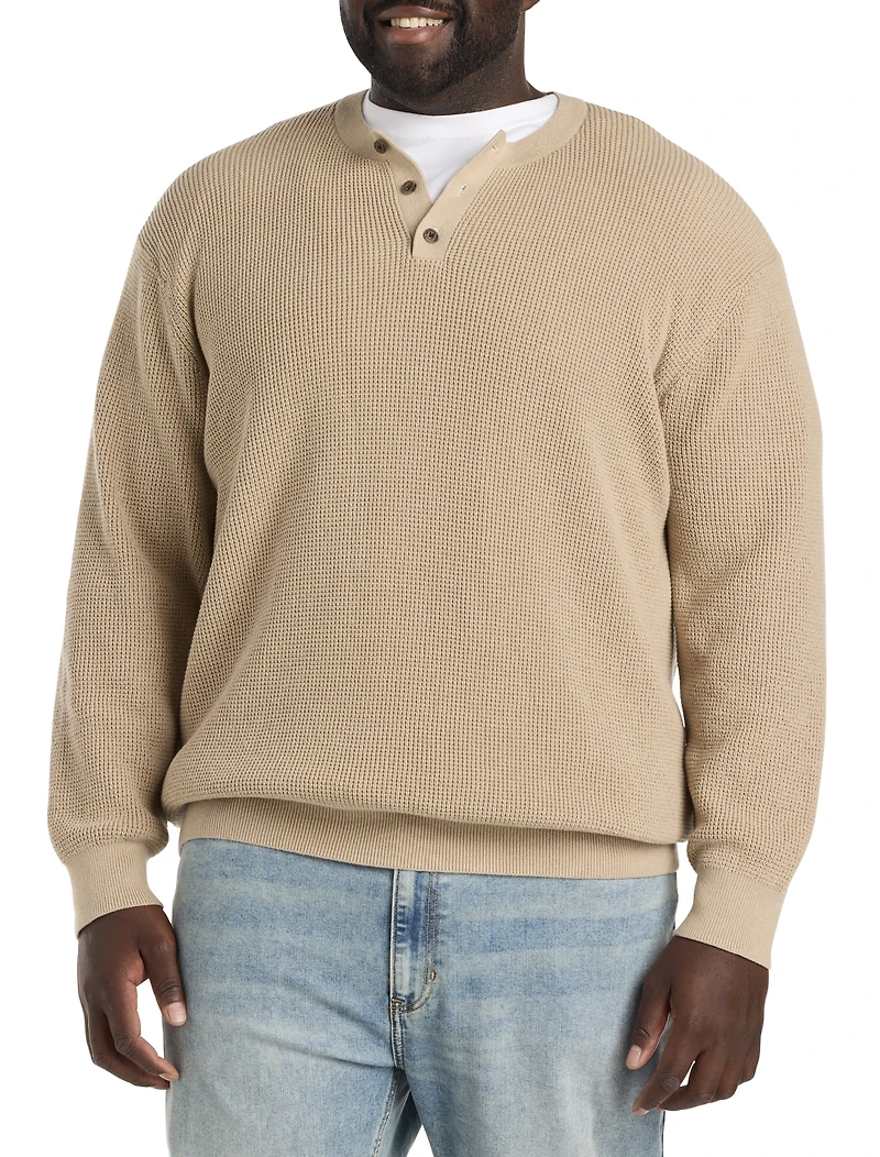 Henley Waffle-Knit Sweater