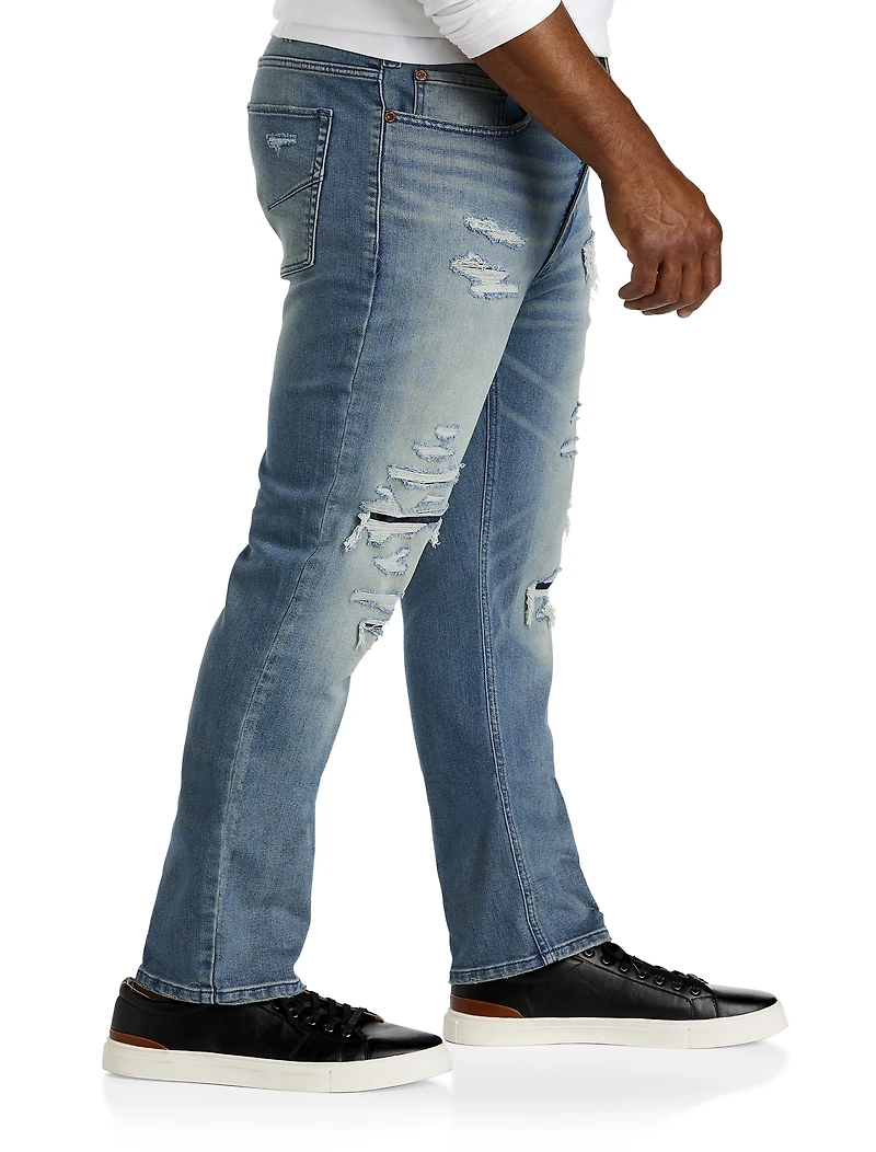 Worn-In Rip and Repair Tapered-Fit Jeans